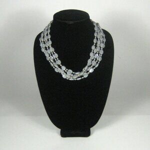 Necklace Gray 22 Inch Vintage 1970 Multi Strand Beaded UPCYCLED